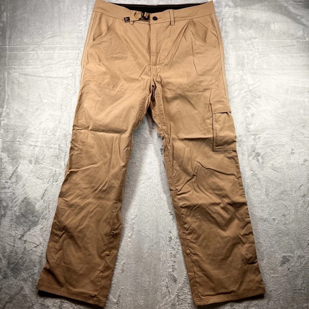 Prana Breathe Zion Cargo Pants Mens Large Lrg x 32L Tan Khaki Hiking Outdoor